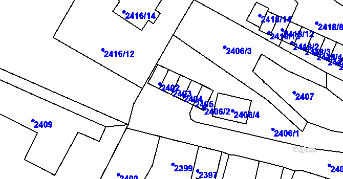 Parcela st. 2403 v KÚ Bruntál-město, Katastrální mapa