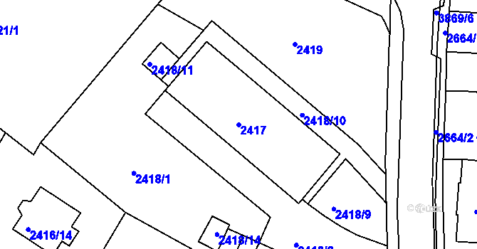 Parcela st. 2417 v KÚ Bruntál-město, Katastrální mapa
