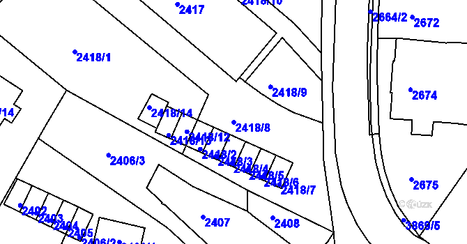 Parcela st. 2418/8 v KÚ Bruntál-město, Katastrální mapa