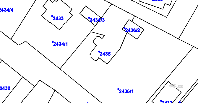 Parcela st. 2435 v KÚ Bruntál-město, Katastrální mapa