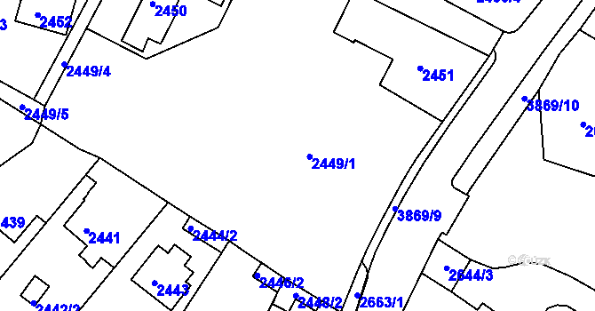 Parcela st. 2449 v KÚ Bruntál-město, Katastrální mapa