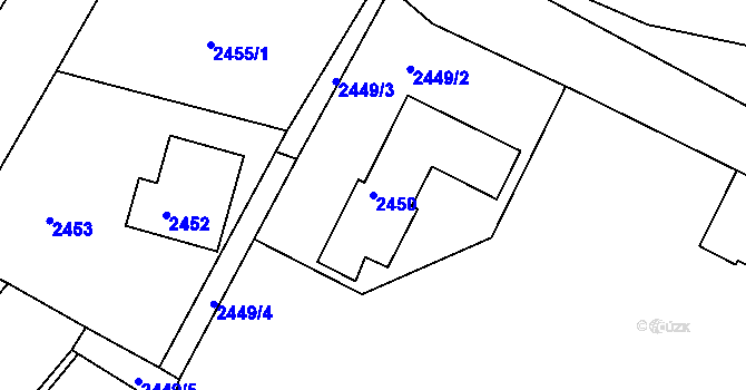 Parcela st. 2450 v KÚ Bruntál-město, Katastrální mapa
