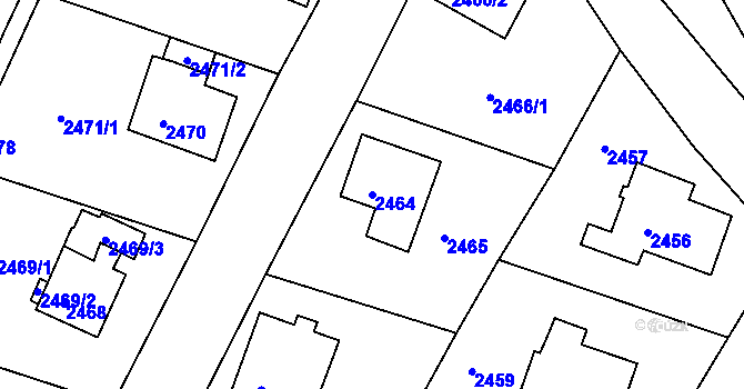 Parcela st. 2464 v KÚ Bruntál-město, Katastrální mapa
