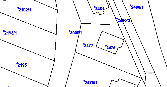 Parcela st. 2477 v KÚ Bruntál-město, Katastrální mapa