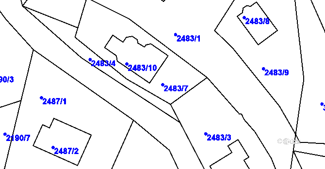 Parcela st. 2483/7 v KÚ Bruntál-město, Katastrální mapa
