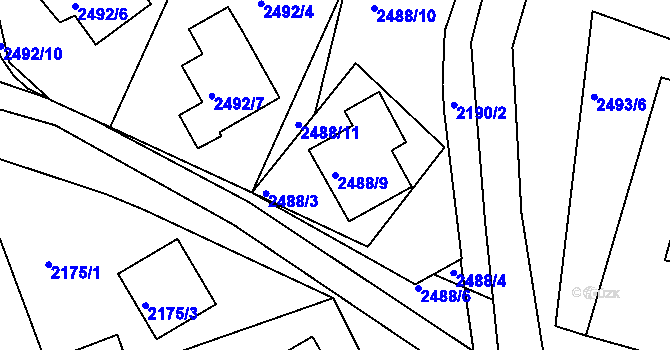 Parcela st. 2488/9 v KÚ Bruntál-město, Katastrální mapa