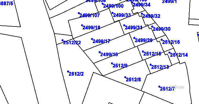 Parcela st. 2499/16 v KÚ Bruntál-město, Katastrální mapa