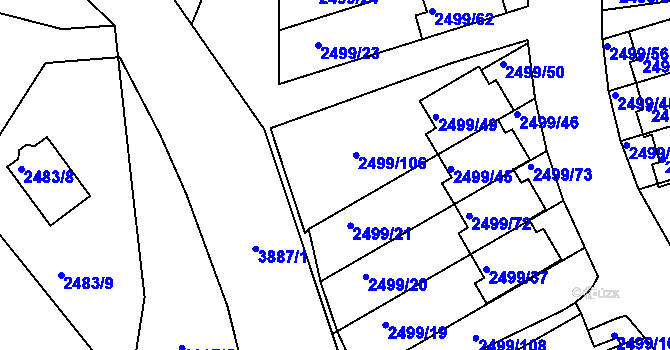Parcela st. 2499/22 v KÚ Bruntál-město, Katastrální mapa
