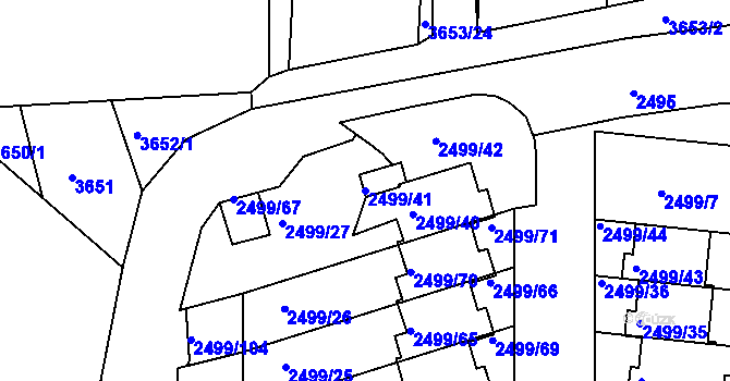 Parcela st. 2499/41 v KÚ Bruntál-město, Katastrální mapa