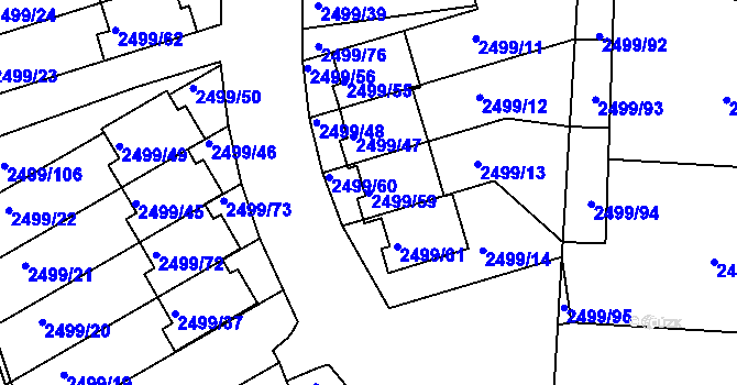 Parcela st. 2499/59 v KÚ Bruntál-město, Katastrální mapa