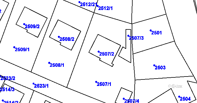 Parcela st. 2507/2 v KÚ Bruntál-město, Katastrální mapa
