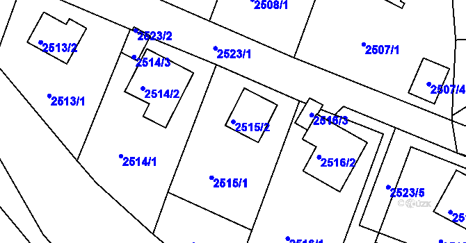 Parcela st. 2515/2 v KÚ Bruntál-město, Katastrální mapa