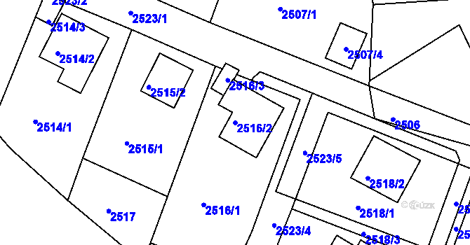 Parcela st. 2516/2 v KÚ Bruntál-město, Katastrální mapa