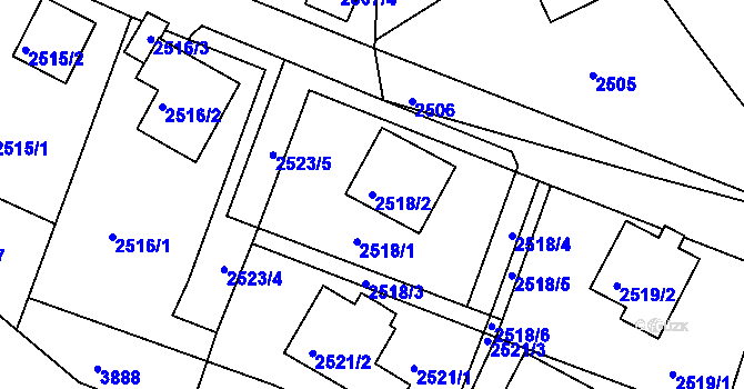 Parcela st. 2518/2 v KÚ Bruntál-město, Katastrální mapa