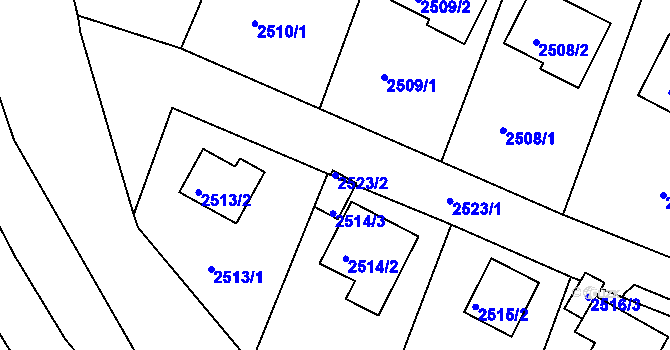 Parcela st. 2523/2 v KÚ Bruntál-město, Katastrální mapa