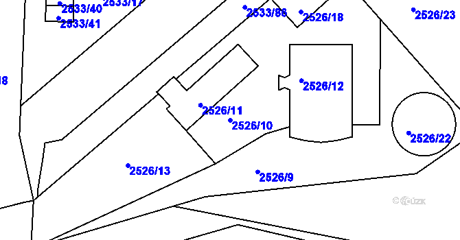 Parcela st. 2526/10 v KÚ Bruntál-město, Katastrální mapa