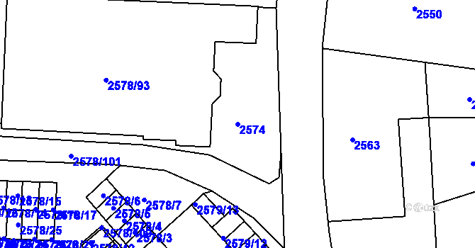 Parcela st. 2574 v KÚ Bruntál-město, Katastrální mapa