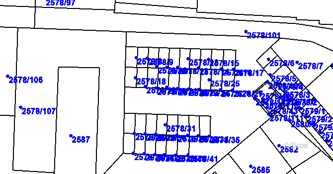 Parcela st. 2578/21 v KÚ Bruntál-město, Katastrální mapa