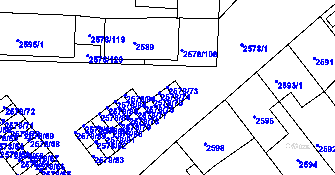 Parcela st. 2578/73 v KÚ Bruntál-město, Katastrální mapa
