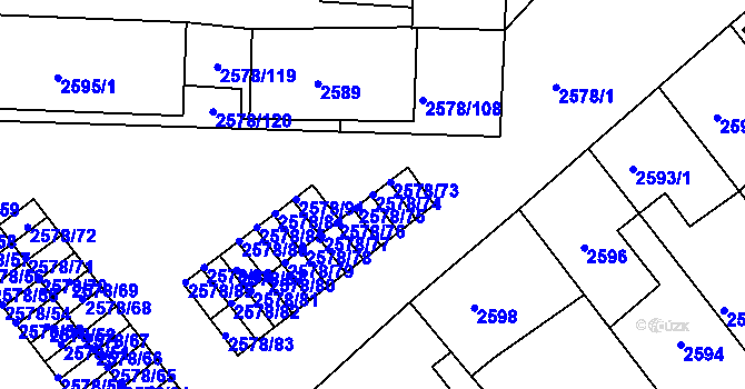 Parcela st. 2578/74 v KÚ Bruntál-město, Katastrální mapa