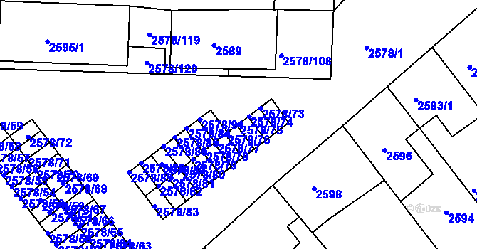 Parcela st. 2578/75 v KÚ Bruntál-město, Katastrální mapa