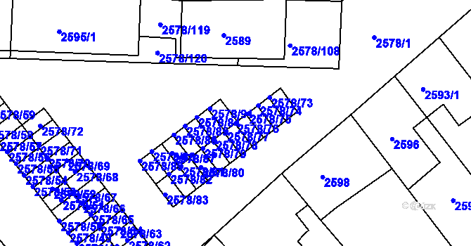 Parcela st. 2578/76 v KÚ Bruntál-město, Katastrální mapa
