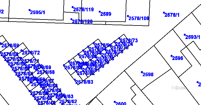 Parcela st. 2578/77 v KÚ Bruntál-město, Katastrální mapa