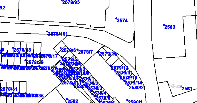 Parcela st. 2579/13 v KÚ Bruntál-město, Katastrální mapa