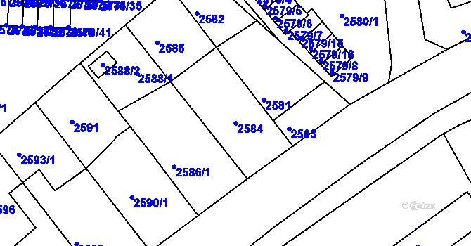 Parcela st. 2584 v KÚ Bruntál-město, Katastrální mapa