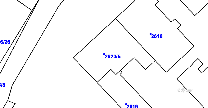 Parcela st. 2623/5 v KÚ Bruntál-město, Katastrální mapa