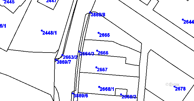 Parcela st. 2666 v KÚ Bruntál-město, Katastrální mapa