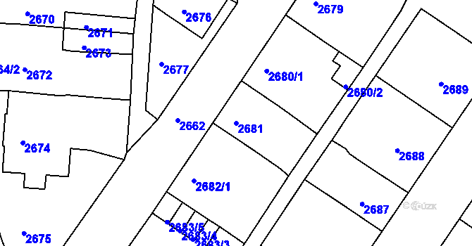 Parcela st. 2681 v KÚ Bruntál-město, Katastrální mapa