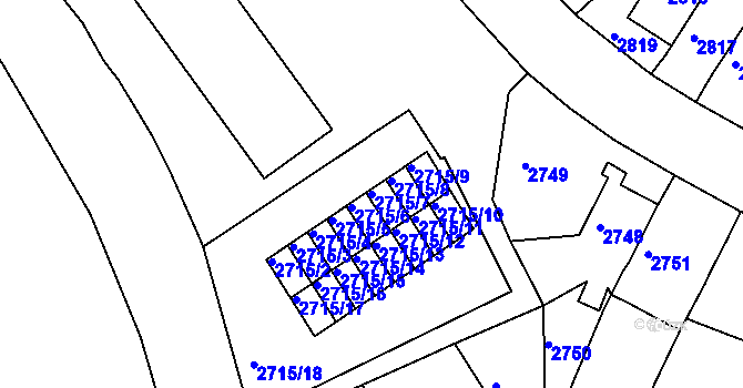 Parcela st. 2715/7 v KÚ Bruntál-město, Katastrální mapa