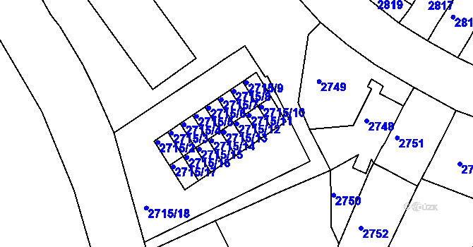 Parcela st. 2715/12 v KÚ Bruntál-město, Katastrální mapa