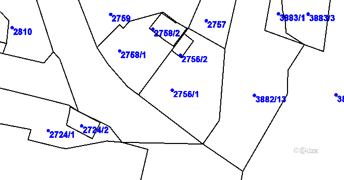Parcela st. 2756/1 v KÚ Bruntál-město, Katastrální mapa