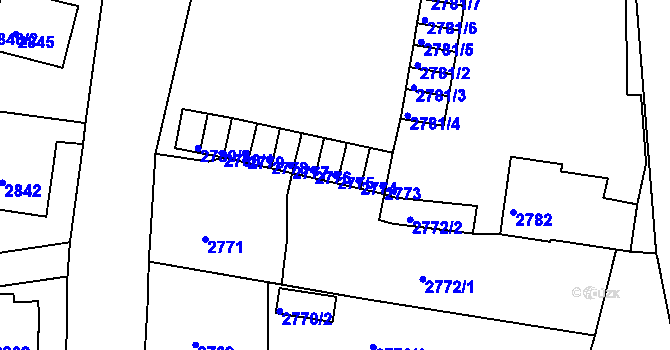 Parcela st. 2775 v KÚ Bruntál-město, Katastrální mapa