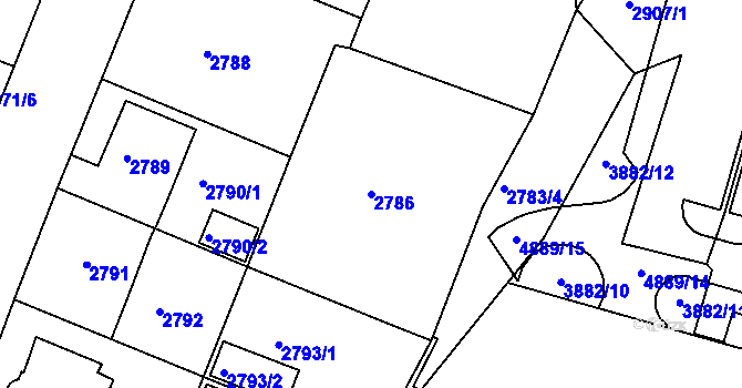 Parcela st. 2786 v KÚ Bruntál-město, Katastrální mapa