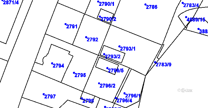 Parcela st. 2793/2 v KÚ Bruntál-město, Katastrální mapa