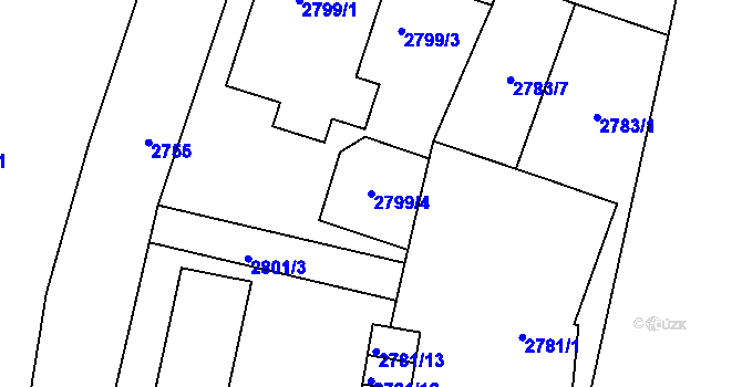 Parcela st. 2799/4 v KÚ Bruntál-město, Katastrální mapa