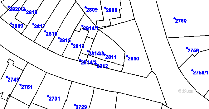 Parcela st. 2811 v KÚ Bruntál-město, Katastrální mapa
