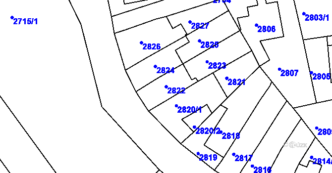 Parcela st. 2822 v KÚ Bruntál-město, Katastrální mapa