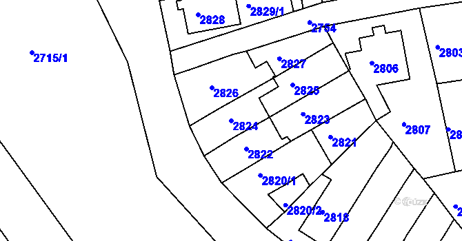 Parcela st. 2824 v KÚ Bruntál-město, Katastrální mapa
