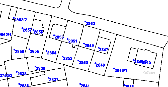 Parcela st. 2849 v KÚ Bruntál-město, Katastrální mapa