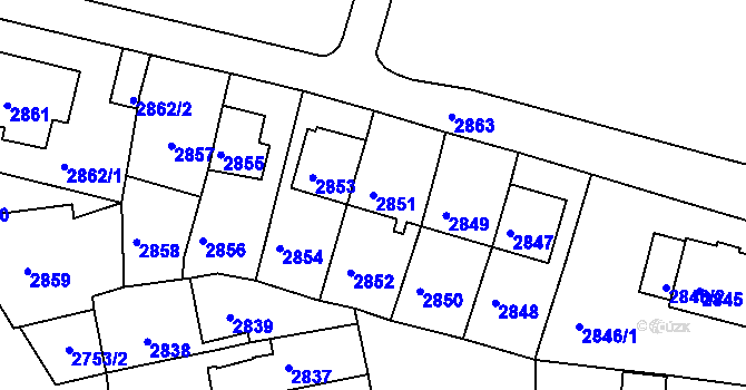 Parcela st. 2851 v KÚ Bruntál-město, Katastrální mapa