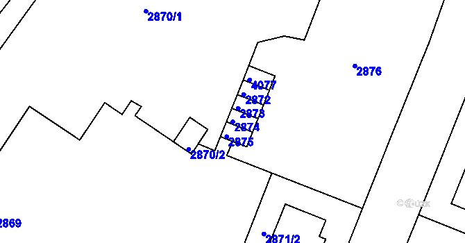 Parcela st. 2874 v KÚ Bruntál-město, Katastrální mapa
