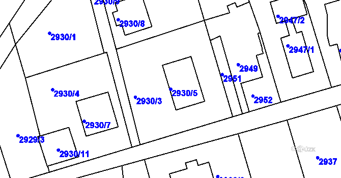 Parcela st. 2930/5 v KÚ Bruntál-město, Katastrální mapa