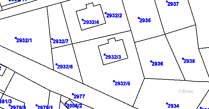 Parcela st. 2932/3 v KÚ Bruntál-město, Katastrální mapa