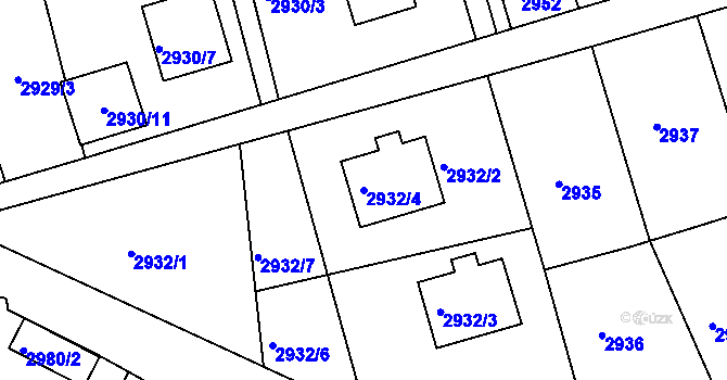 Parcela st. 2932/4 v KÚ Bruntál-město, Katastrální mapa