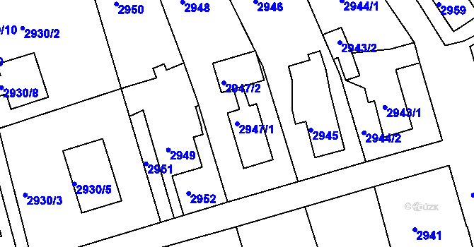 Parcela st. 2947/1 v KÚ Bruntál-město, Katastrální mapa