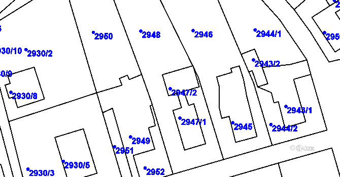 Parcela st. 2947/2 v KÚ Bruntál-město, Katastrální mapa